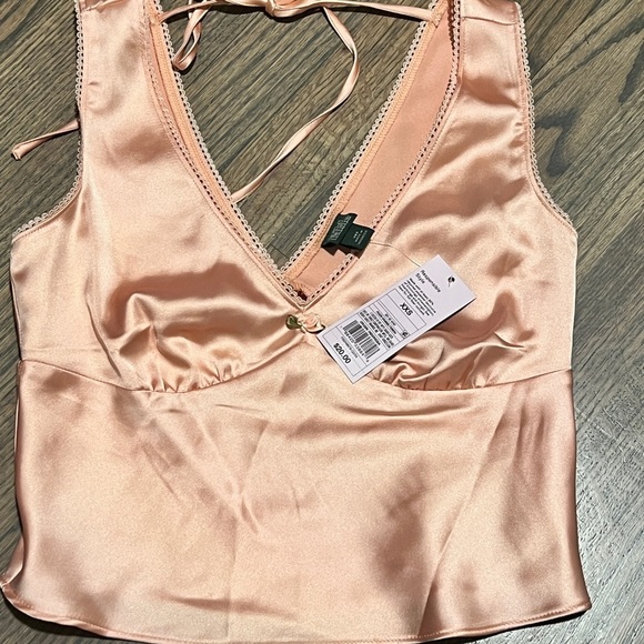 Peach Satin Crop Top Wild Fable - Picture 2 of 5